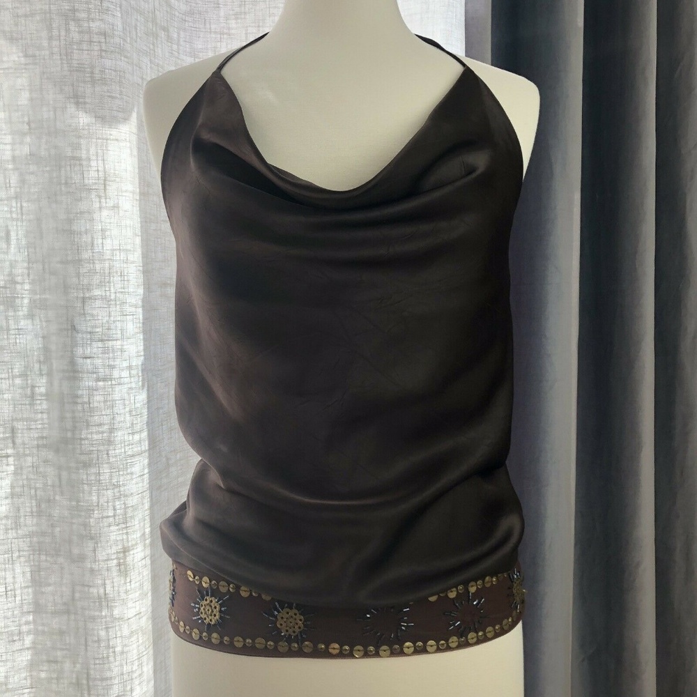 NWT S/M Boho Chic Halter Top Beaded Waistband Flaw